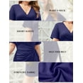 thumbnail image 5 of Rose Round Women's Plus Size Dress V Neck Short Sleeve A-Line Dress High Waist Midi Summer Dresses (Navy, L), 5 of 5