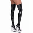 thumbnail image 2 of ALSLIAO - Medias de cuero de PVC para mujer, efecto mojado, para club, hasta el muslo, color negro, talla XL, 2 of 8