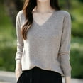 thumbnail image 7 of JYnXIANTI Womens Sweaters Casual Loose Long Sleeve V Neck Pullover Lightweight Solid Textured Tops Fall Fashion Clothing, 7 of 7