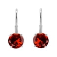 thumbnail image 2 of MauliJewels Earrings for Women 3.5 Carat 8MM Round Garnet Leverback Earrings Carat 14K White Gold 4-prong, 2 of 5