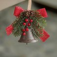 thumbnail image 2 of Rustic Christmas Bell Ornament - Metal Hanging Bell with Pine Needles, Berries, and Bow for Tree & Decor, Christmas Bell Ornaments Rustic Hangable Metal Bell With Pines Needles Berries, 2 of 6