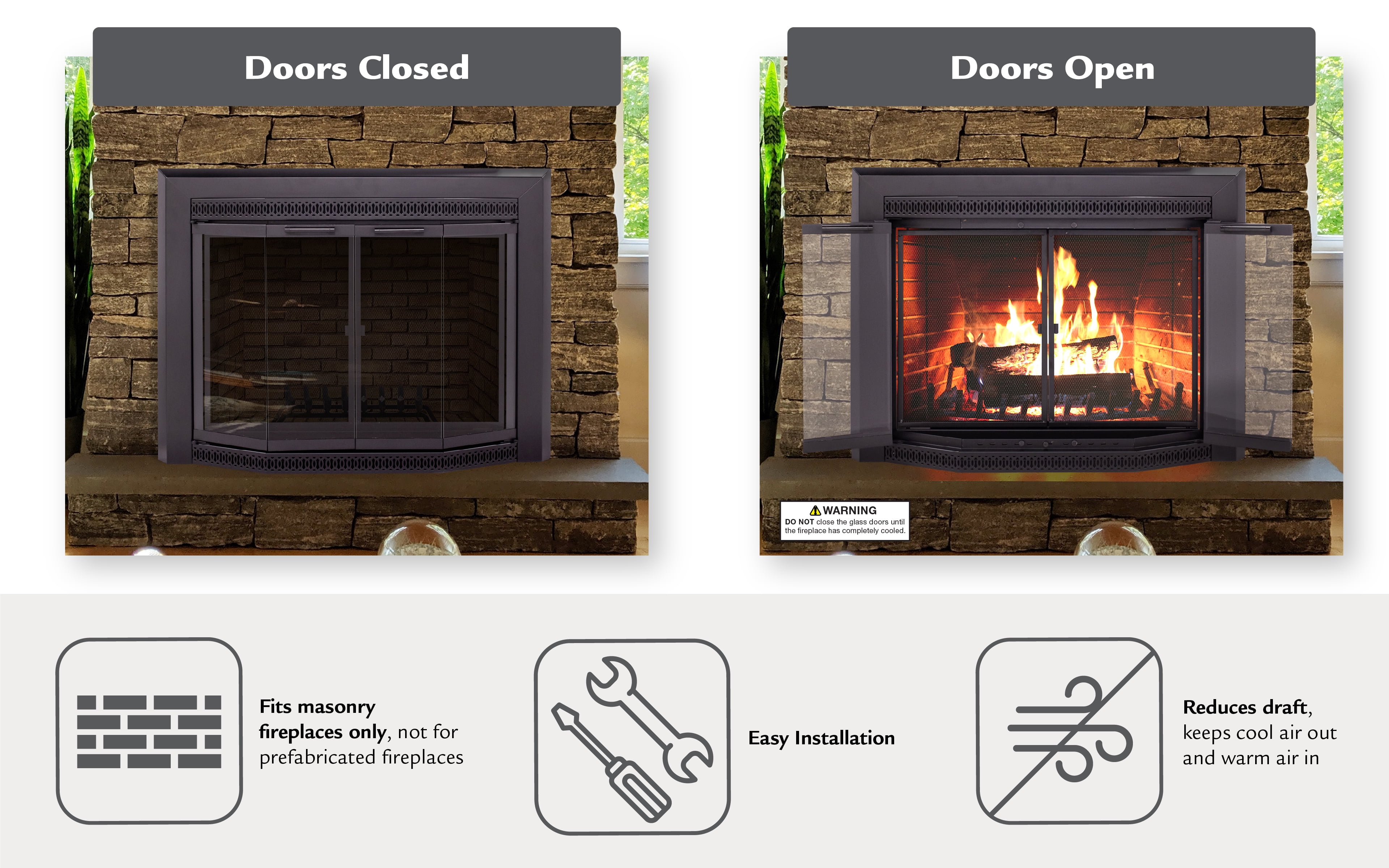 Pleasant Hearth Gavin Collection Fireplace Glass Door