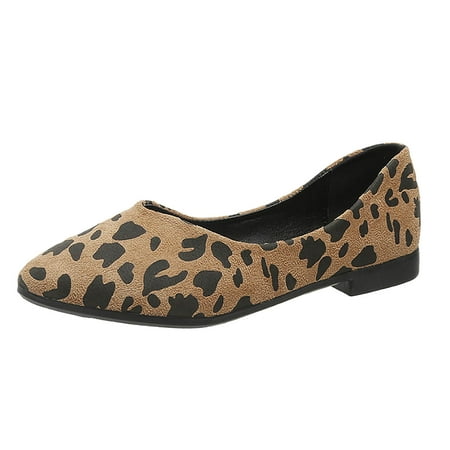 

Fashion Spring And Autumn Women Casual Shoes Flat Pointed Leopard Print Lightweight Comfortable Shallow Mouth Slip On