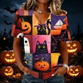 thumbnail image 2 of DORKASM Women's Halloween Costumes Short Sleeve Skeleton Causal Pullover V Neck Funny Print Pumpkin Fall Winter Shirt Ghost Graphic 2026 Comfy Tshirt White L, 2 of 5