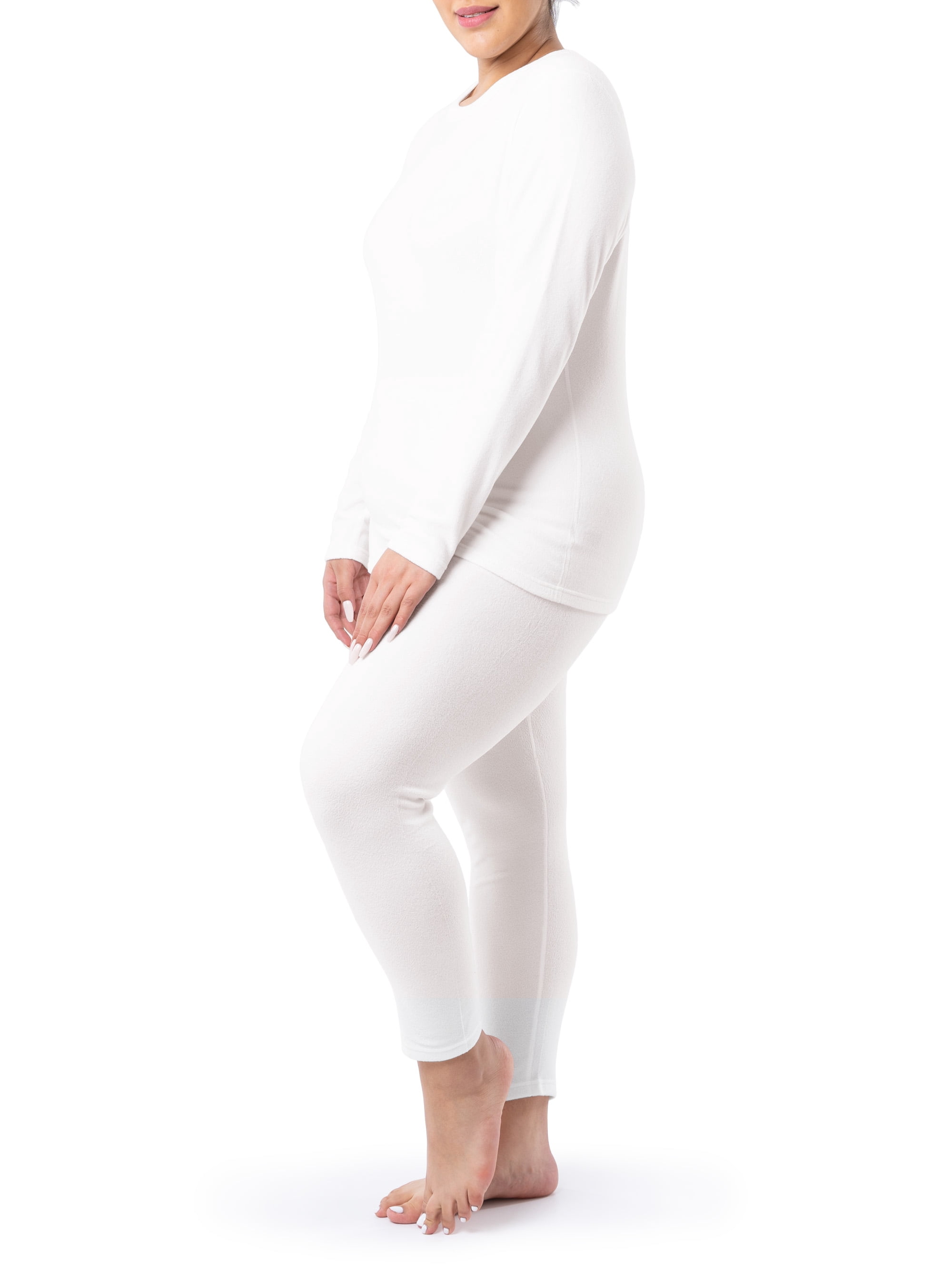 Fruit of the Loom Women's & Women's Plus Stretch Fleece Thermal Top and Bottom Set