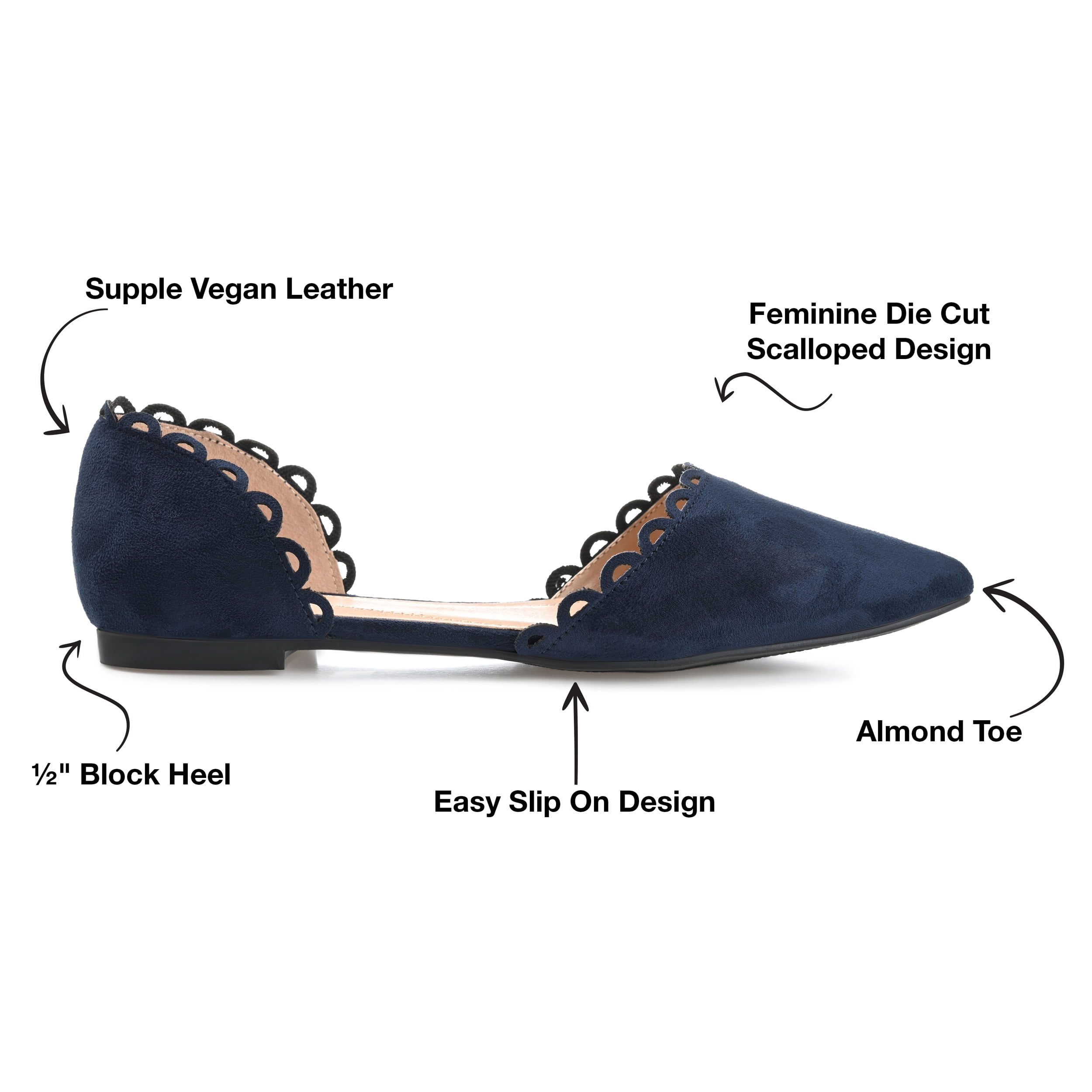 Journee Womens Jezlin Slip On Almond Toe Ballet Flats, Widths Available