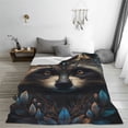 thumbnail image 5 of Cauagu Tribal Style Raccoon Pattern Flannel Bed Blankets,Fleece Blanket Comfortable Air Conditioning Blanket for Sofa Bed Travel Couch & Living Room -50"x40", 5 of 8