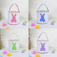 thumbnail image 2 of Cestas de conejito de Pascua, lindas bolsas de lona de algodón personalizadas, cestas para regalo de Pascua, color blanco, 2 of 7
