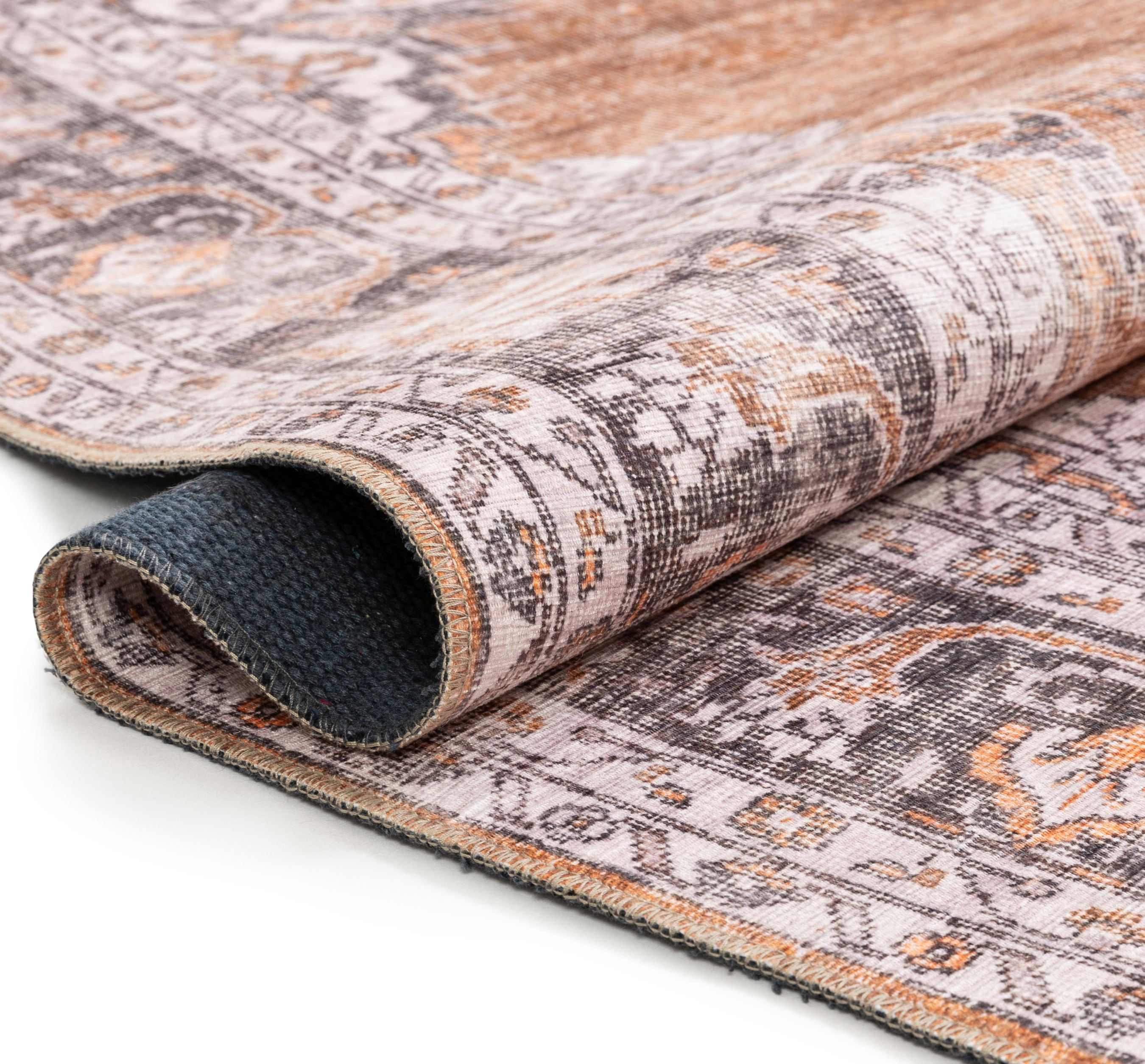 Well Woven Machine Washable Nile Tarifa Vintage Bohemian Medallion Floral Border Rust 5' x 7' Area Rug
