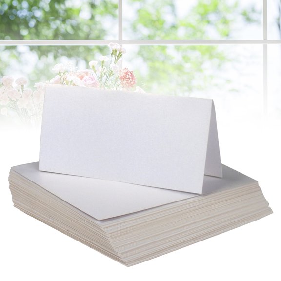 OUNONA Elegant White Wedding Place Cards, Blank Table Decorations for Events, 25 Pieces Set
