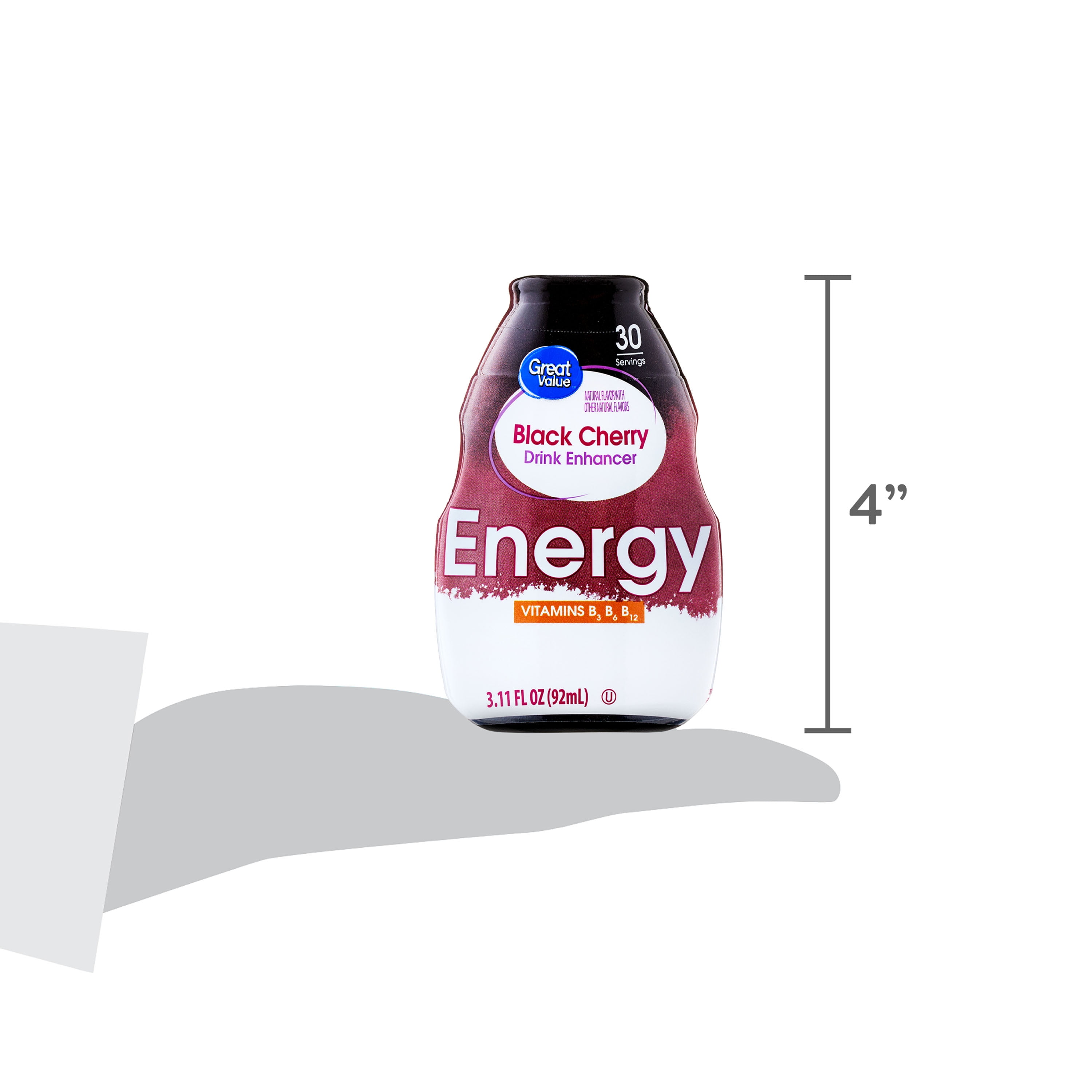 Great Value Energy Black Cherry Water Drink Enhancer, 3.11 fl oz Bottle