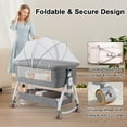 thumbnail image 6 of Foldable Baby Bassinet,5 in 1 Infant Bedside Crib with Changing Table, Storage Basket, Wheels(Gray), 6 of 10