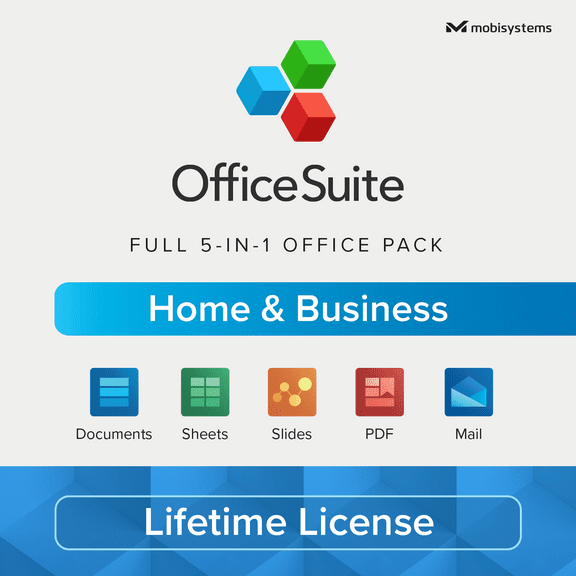 OfficeSuite Home & Business - Lifetime License - Documents, Sheets, Slides, PDF, Mail & Calendar for Windows
