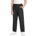 thumbnail image 2 of Girls School Uniform Pants Pull-On Elastic Waist Straight Leg Black,Size 12 T, 2 of 5