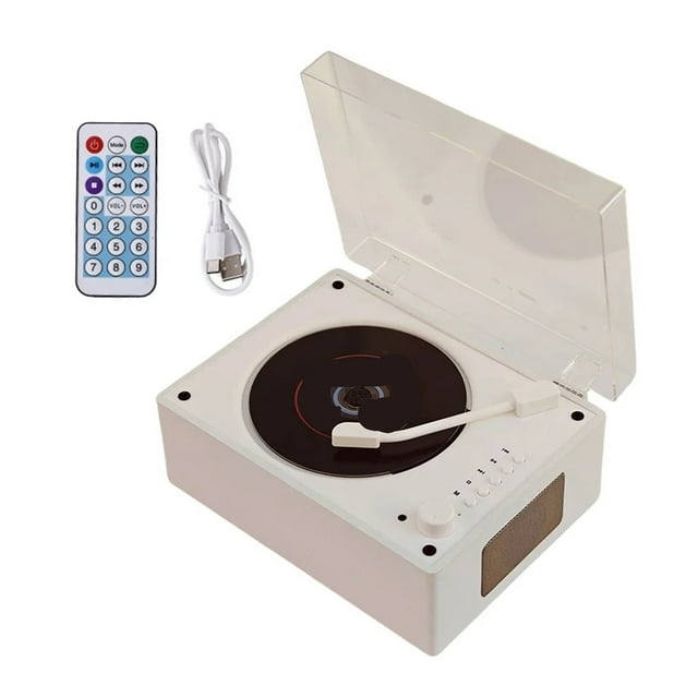 Lecteur CD en Cuir Vintage Bidirectionnel Bluetooth 5.0 avec Haut-Parleur Intégré Portable Rechargeable, Largement Utilisé