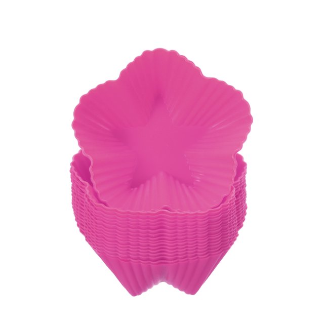 Unique Bargains 18pcs Silicone Cupcake Liners, 2.75 Inch Silicone Baking Cups Non-Stick Muffins Mold, Rose Red Stars