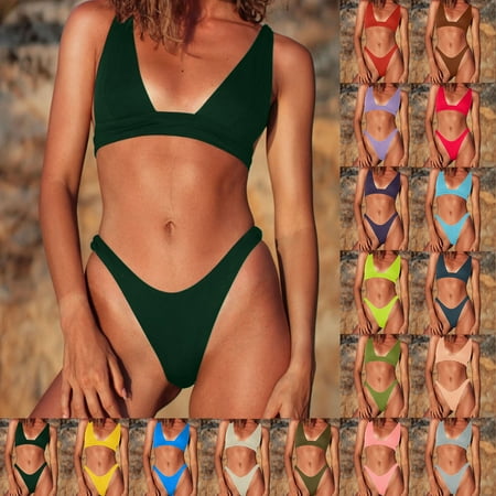 Gubotare Swimsuit Women Women Bikini Top Push Up Swim Top Halter Retro Bathing Suit Top Padded Swimsuit Top Only G M