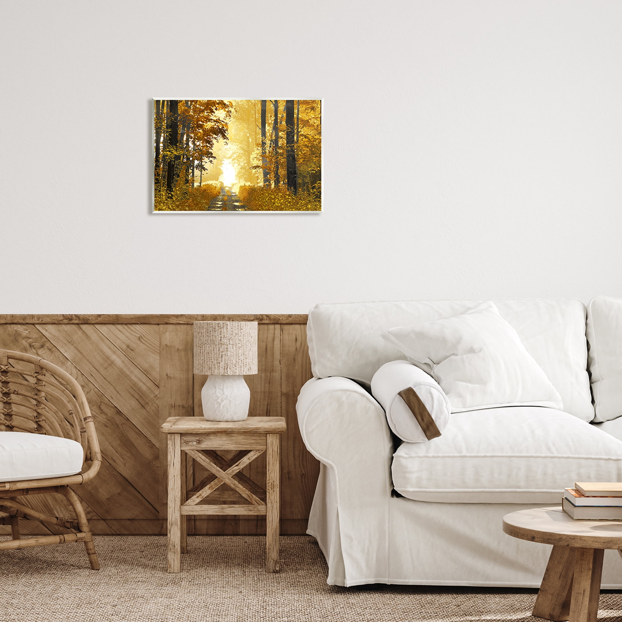 Stupell Industries Autumn Path Landscape Nature Painting Unframed Art Print Wall Art, 19 x 13