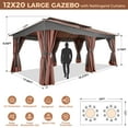 thumbnail image 5 of COBIZI 12x20 Heavy Duty Canopy Gazebo Outdoor Gazebo with 6 Netting and Curtains 100% Waterproof Party Wedding Tents with Double Roof and Metal Steel Frame for Backyard, Patio, Lawn, Garden, Brown, 5 of 13