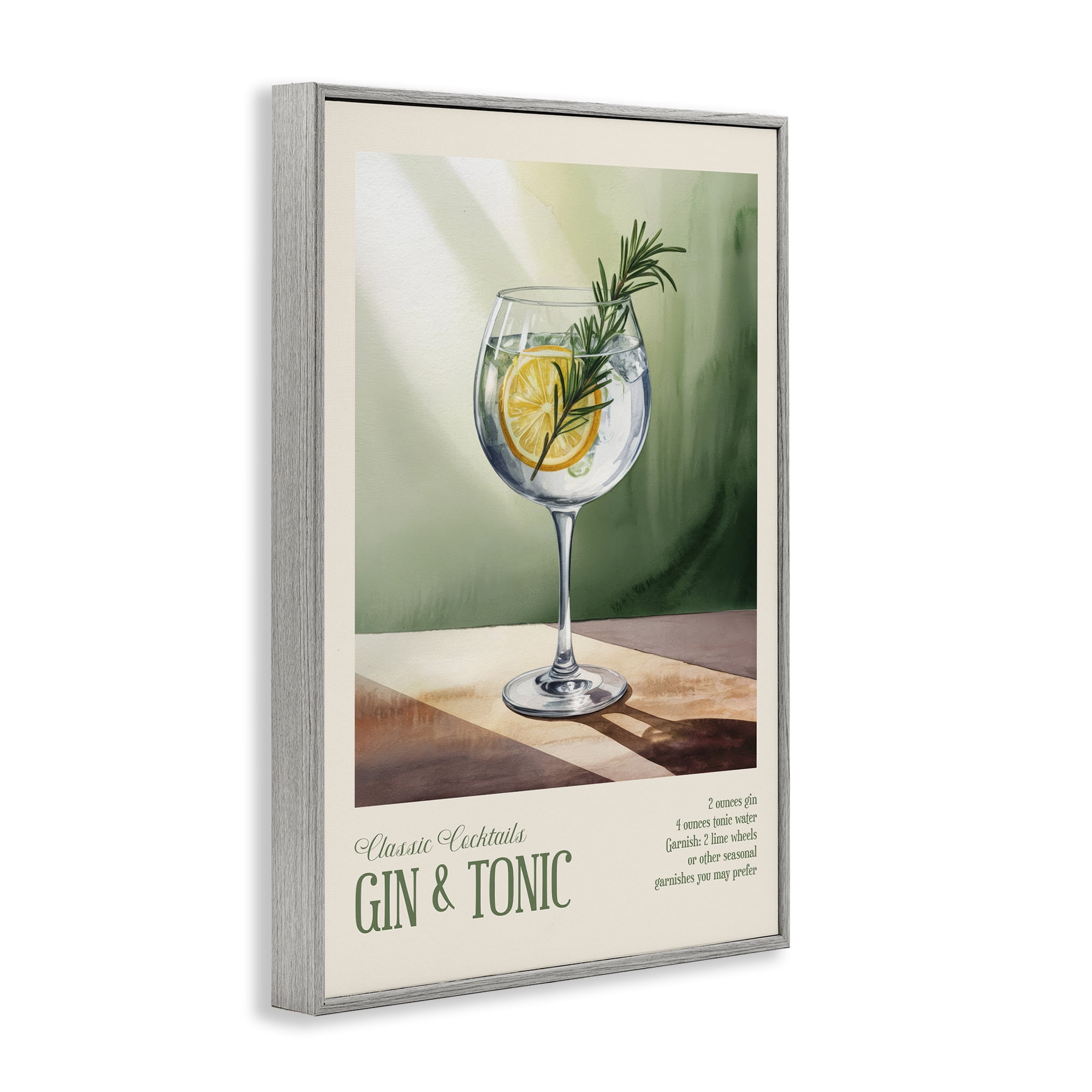 Stupell Industries Gin & Tonic Sun Rays Gray Framed Giclee Art, design by Andreas Magnusson