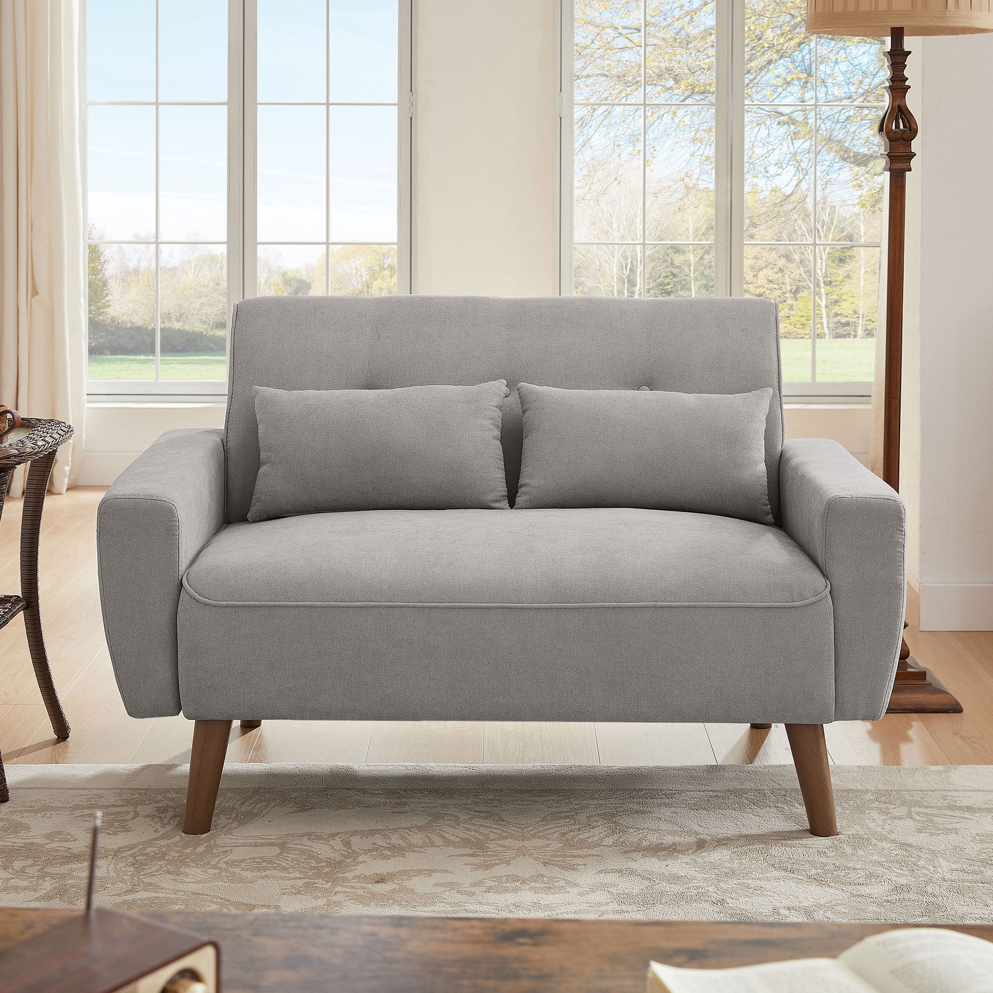 Soscana Loveseat Double Seat Sofa Couch with 2 Throw Pillows, Modern Creative Small Couches Love Seat for Living Room Apartment Bedroom Small Space Office Studio