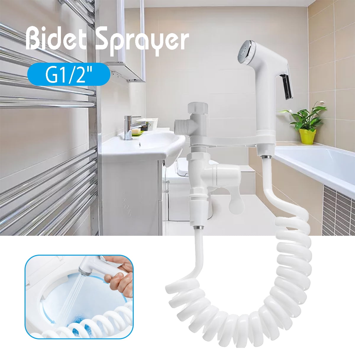 Smart Handheld Bidet Sprayer Kit Washing Toilet Shattaf w/ Shutoff