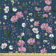thumbnail image 2 of Ambesonne Floral Fabric by the Yard Upholstery, Butterflies Stars Flowers, 1 Yard, Pale Pink Dark Mustard, 2 of 5