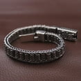 thumbnail image 3 of K-KED Real Solid S925 Sterling Silver Bracelet Men 9.5mm Mantra Sutra Link 7.9inchL, 3 of 8