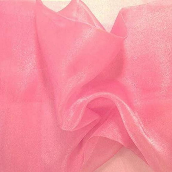 DECORATIVE SILK INC. Sparkle Crystal Sheer Organza Fabric Shiny 60" inch wide by the yard (Coral)