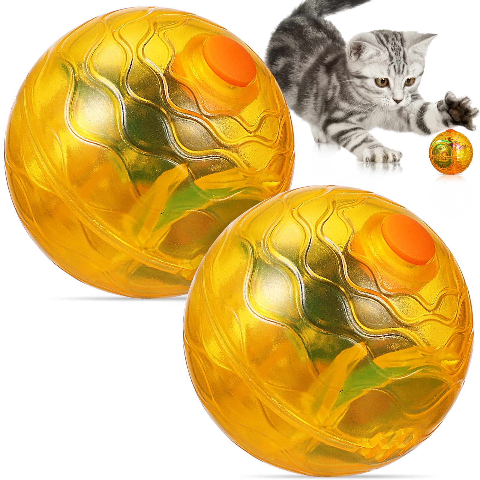 2 Pcs Cat Balls Motion Light Up Cat Balls LED Activated Cat Balls