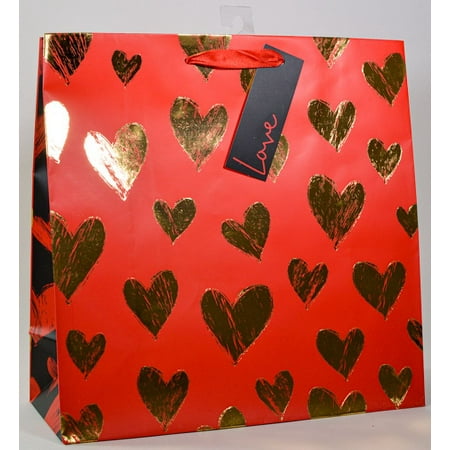 Way To Celebrate Gold Hearts Large Gift Bag