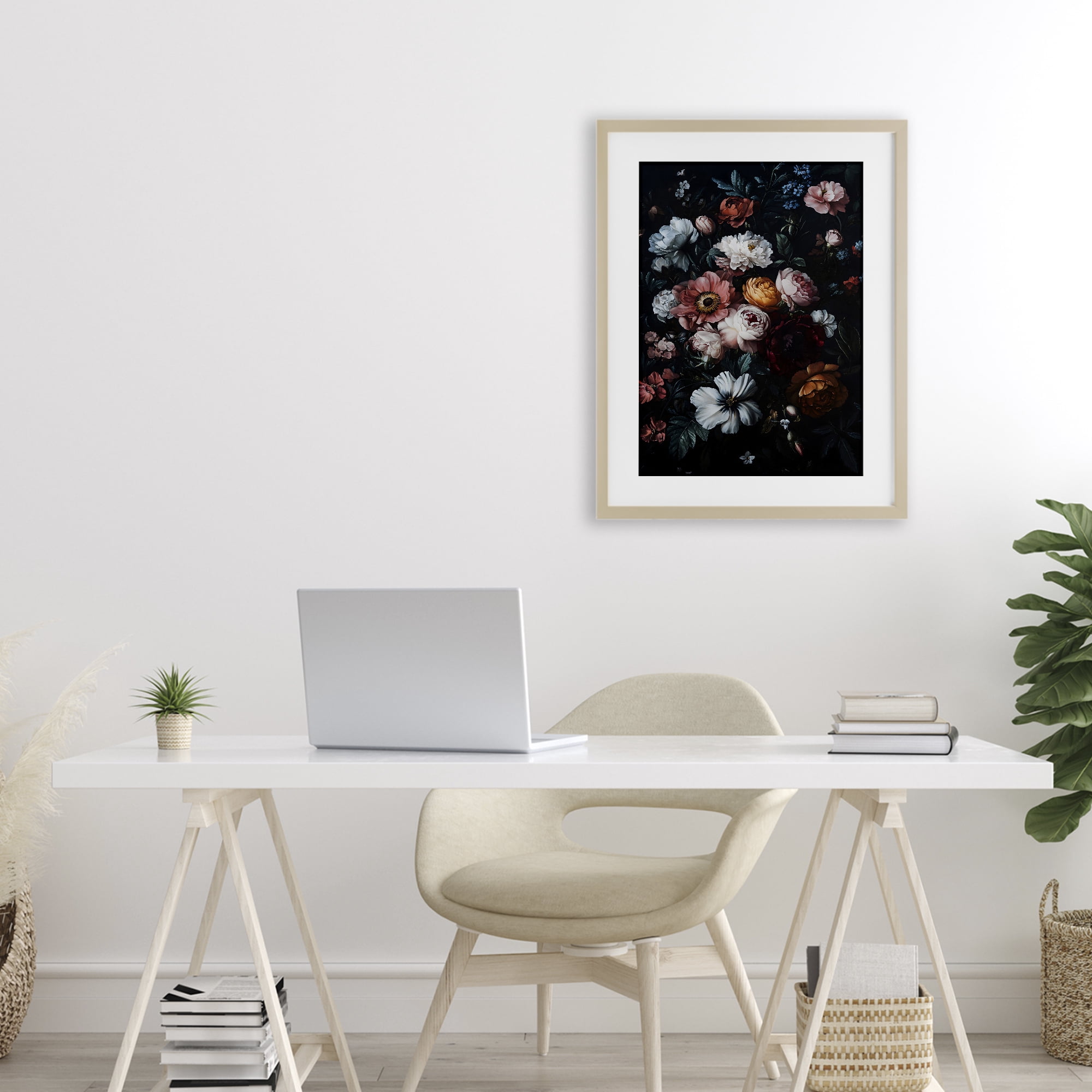 Stupell Industries Midnight Garden Velvet Florals Birch Framed Print Under Glass, design by Creative Studio
