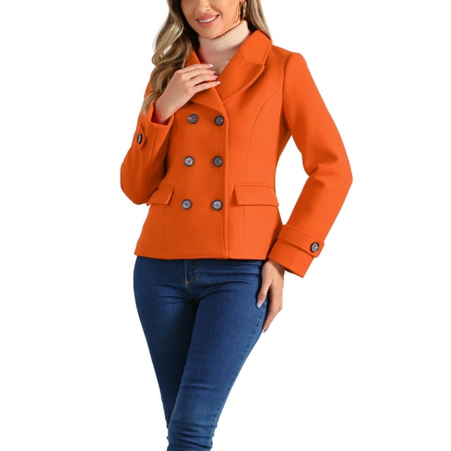 Abrigo de doble botonadura con solapa de pico para mujer INSPIRE CHIC, invierno, XL, naranja