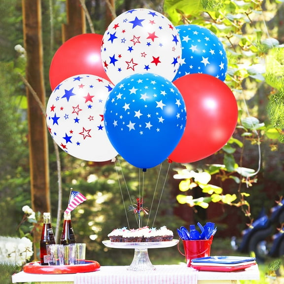 Worgeous Tinksky 74 Pcs 12 Inches Patriotic Decorations Star Latex Balloons Fourth of July Party Supplies