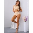 thumbnail image 4 of Unique Bargains Women's Lace Bra and Panty Sets Wire-free Bras Lingerie Set Beige 36 D, 4 of 6