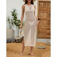 thumbnail image 6 of Women Swimsuit Cover up Bikini Sleeveless Beach Dress Crochet Hollow Out Coverup Alsol Lamesa, 6 of 6