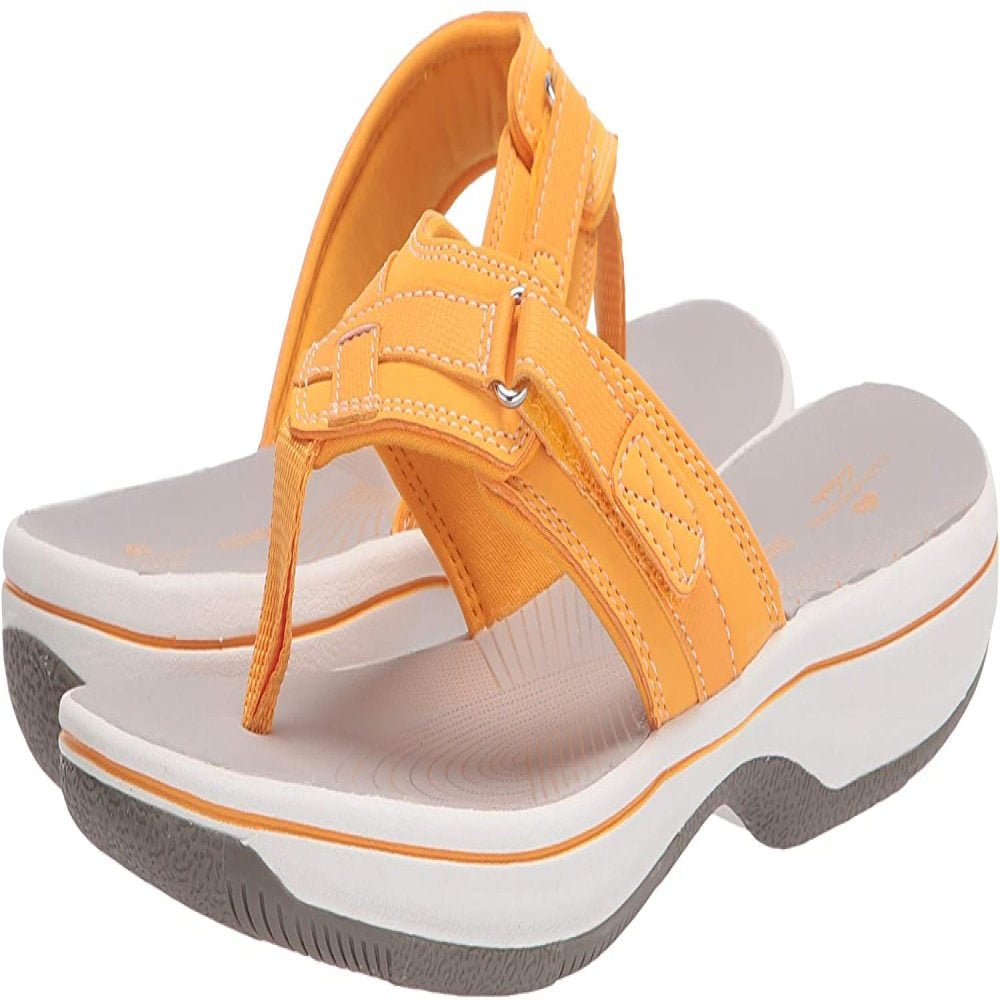 clarks yellow flip flops