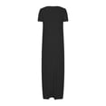 thumbnail image 3 of Dvprdro Women's Plus Size Short Sleeve Dress Summer Fashion Solid Crew Neck Flowy Long Beach Dress Casual Loose Maxi Dress Black 4XL, 3 of 5