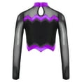 thumbnail image 3 of TiaoBug Girls Cheerleading Shirts Long Sleeve Mesh Rhinestone Cheer Uniform Crop Top Dancewear Purple 6, 3 of 6