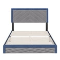 thumbnail image 4 of Sleep Sync Boyd Sleep Barcelona Diagonal Linen Upholstered Platform Bed Frame Blue King, 4 of 5