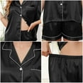 thumbnail image 4 of Satin Pajamas for Women, PUTUO Womens Pajama sets, Soft Short Sleeve Button Down Pajama Set Two-Piece Womens Pajamas, 4 of 6
