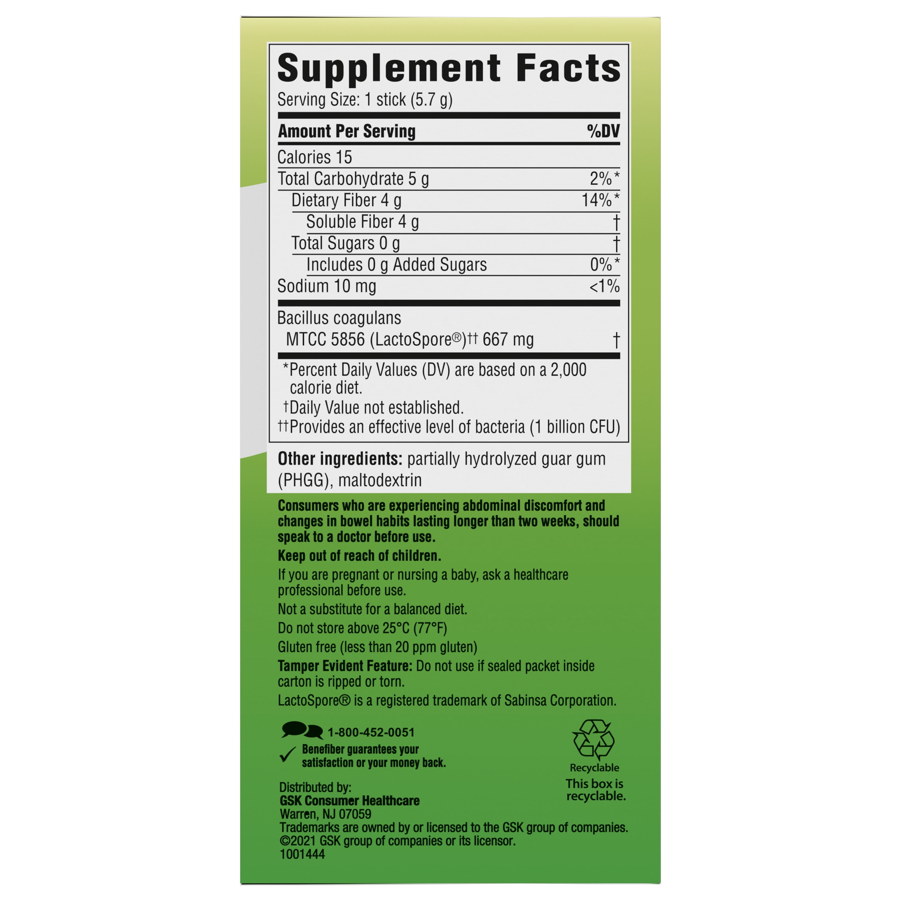 Benefiber Advanced Digestive Health Prebiotic Fiber Supplement Powder With Probiotics for Digestive Health, Low FODMAP - 15 Sticks (3.0 Ounces)