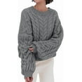 thumbnail image 1 of PRETTYGARDEN Womens Sweaters Spring 2025 Cable Knit Long Sleeve Crewneck Oversized Sweater Chunky Pullover Loose Outfits, 1 of 8