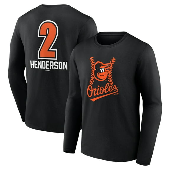 Men's Gunnar Henderson Black Baltimore Orioles Fastball Player Name & Number Long Sleeve T-Shirt