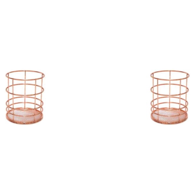 Inteprter Bote para lápices Rosegold que ahorra espacio - Organizador de almacenamiento duradero para escritorio Organizador de oficina Oro rosa 9 ** 10 cm, portalápices circular 2Conjunto