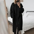 thumbnail image 2 of Yigetop Winter Coats for Women Women's Winter Double Breasted Wool Coat Long Sleeve Notch Lapel Long Trench Coat Trench Coat Women Black L, 2 of 8