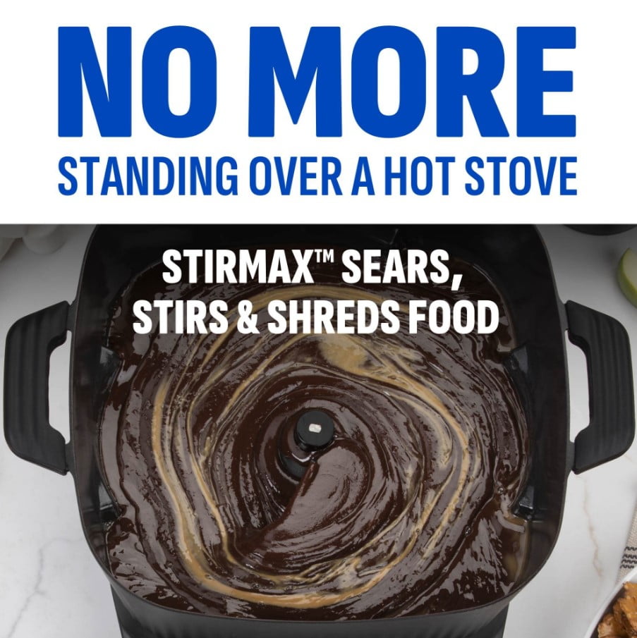 Power XL StirMax 7.5 Qt MultiCooker with Auto Stir/Shred Paddle and 9 Presets, Matte Black  (图4)
