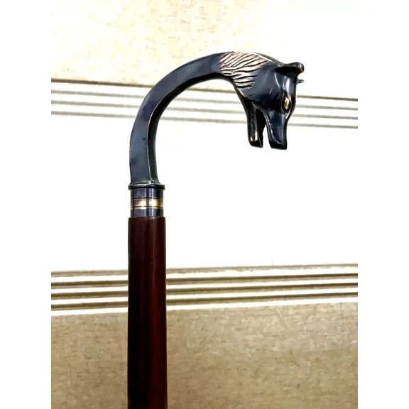Handcrafted Bubba Stik Texas-Style Mahogany-Stained Wooden Walking Cane Stick with Classic Western Charm Ideal Gift for Hikers, Seniors, or Collectors