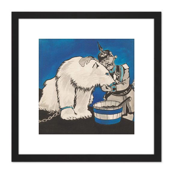 Patricq Kroon German Russia Polar Bear Drawing 8X8 Inch Square Wooden Framed Wall Art Print Picture with Mount