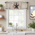 thumbnail image 2 of Village Stars Valance Curtain Vintage Rust Black Star Berry Beige Barn Doors Window Valances Rod Pocket Short Curtains Window Treatments for Kitchen Bedroom Bathroom Laundry 42" x 12", 2 of 9